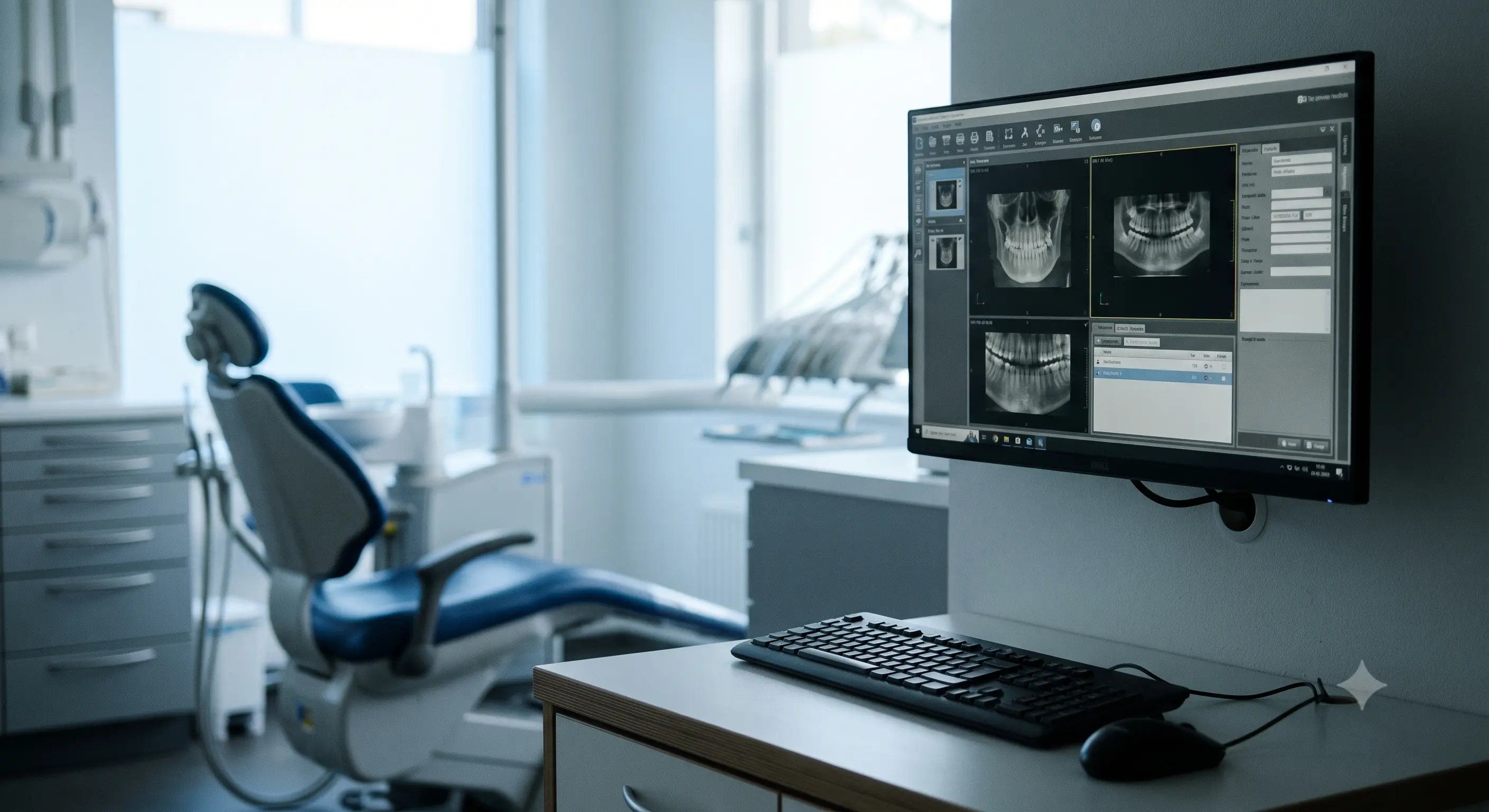 Dental surgery workstation displaying imaging software